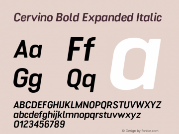 Cervino Bold Expanded Italic Version 1.000;hotconv 1.0.109;makeotfexe 2.5.65596 Font Sample