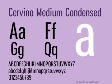 Cervino Medium Condensed Version 1.000;hotconv 1.0.109;makeotfexe 2.5.65596 Font Sample