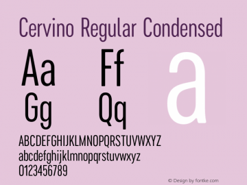 Cervino Regular Condensed Version 1.000;hotconv 1.0.109;makeotfexe 2.5.65596 Font Sample