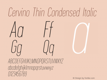 Cervino Thin Condensed Italic Version 1.000;hotconv 1.0.109;makeotfexe 2.5.65596图片样张