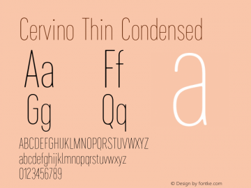 Cervino Thin Condensed Version 1.000;hotconv 1.0.109;makeotfexe 2.5.65596 Font Sample