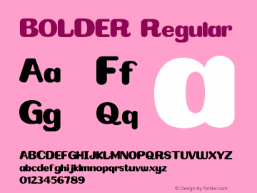 BOLDER Version 1.00;January 14, 2020;FontCreator 11.5.0.2422 64-bit Font Sample