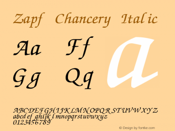 Zapf Chancery Italic Version 1.00 November 25, 2016, initial release Font Sample