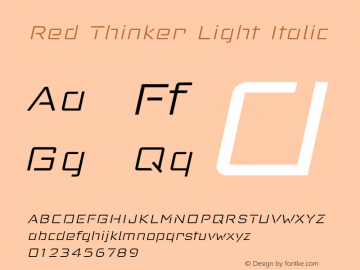 RedThinker-LightItalic Version 1.809 Font Sample