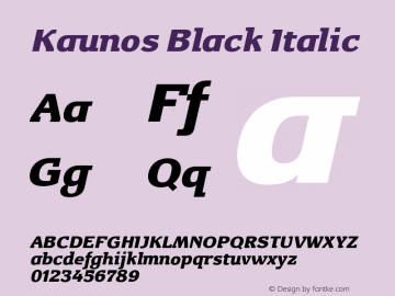 Kaunos-BlackItalic Version 1.000 Font Sample