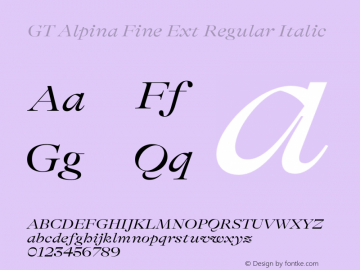 GT Alpina Fine Ext Regular Italic Version 6.000;hotconv 1.0.109;makeotfexe 2.5.65596图片样张
