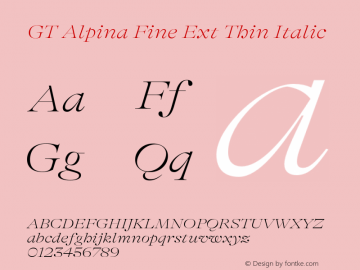GT Alpina Fine Ext Thin Italic Version 6.000;hotconv 1.0.109;makeotfexe 2.5.65596图片样张