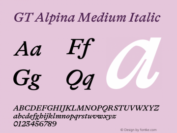 GT Alpina Medium Italic Version 6.000;hotconv 1.0.109;makeotfexe 2.5.65596图片样张