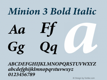 Minion 3 Bold Italic Version 1.021;hotconv 1.0.105;makeotfexe 2.5.65591 Font Sample