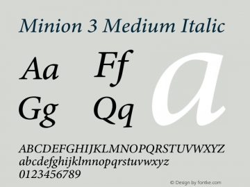 Minion 3 Medium Italic Version 1.021;hotconv 1.0.105;makeotfexe 2.5.65591 Font Sample