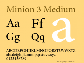 Minion 3 Medium Version 1.021;hotconv 1.0.105;makeotfexe 2.5.65591 Font Sample