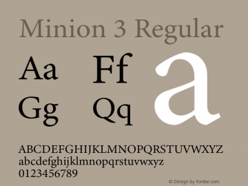 Minion 3 Version 1.021;hotconv 1.0.105;makeotfexe 2.5.65591 Font Sample