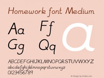 Homework font Medium Version 1.00 January 6, 2020, initial release图片样张