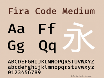 Fira Code Medium Version 1.206 Font Sample