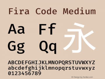 Fira Code Medium Version 1.206图片样张