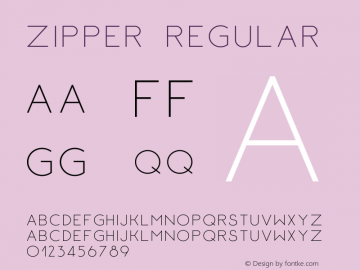 Zipper Regular Version 1.000 Font Sample