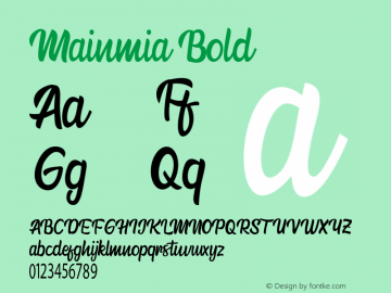 Mainmia Bold Version 1.000 Font Sample