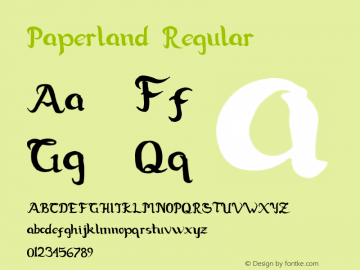 Paperland Regular Version 1.000 Font Sample