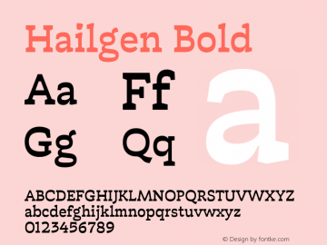 Hailgen-Bold Version 1.000;hotconv 1.0.109;makeotfexe 2.5.65596图片样张