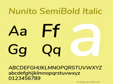 Nunito SemiBold Italic Version 3.504 Font Sample