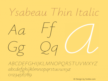 Ysabeau Thin Italic Version 0.008图片样张