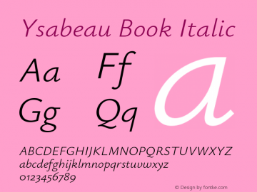 Ysabeau Book Italic Version 0.008图片样张