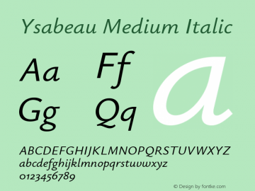 Ysabeau Medium Italic Version 0.008图片样张