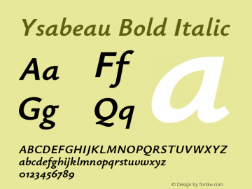 Ysabeau Bold Italic Version 0.008图片样张