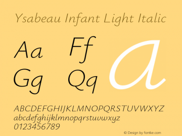 Ysabeau Infant Light Italic Version 0.008图片样张