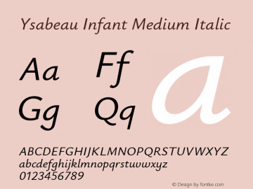 Ysabeau Infant Medium Italic Version 0.008图片样张