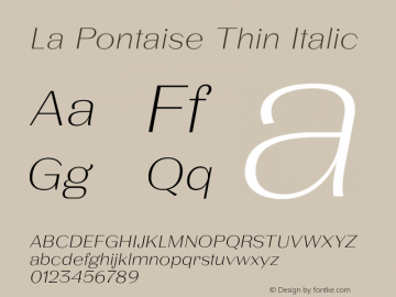 LaPontaise-ThinItalic Version 1.000 Font Sample