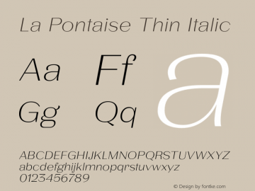 LaPontaise-ThinItalic Version 1.000图片样张