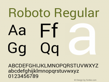 Roboto Regular Version 1.200310; 2013; build; 20140304 Font Sample