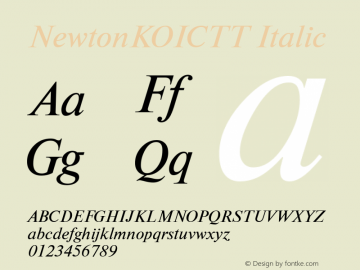 NewtonKOICTT Italic TrueType Maker version 3.00.00 Font Sample