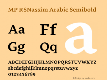 MPRSNassimArabic-Semibold Version 1.066;PS 1.066;hotconv 1.0.70;makeotf.lib2.5.5900; Added suffix: Arabic图片样张