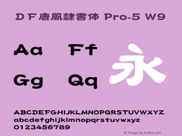 ＤＦ唐風隷書体 Pro-5 W9  Font Sample