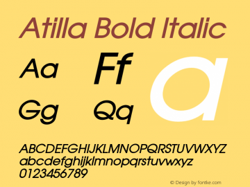 AtillaBoldItalic Altsys Fontographer 4.1 1/27/95 {DfLp-URBC-66E7-7FBL-FXFA} Font Sample