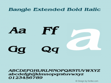 BangleExtendedBoldItalic Altsys Fontographer 4.1 1/27/95 {DfLp-URBC-66E7-7FBL-FXFA} Font Sample