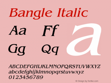 BangleItalic Altsys Fontographer 4.1 1/27/95 {DfLp-URBC-66E7-7FBL-FXFA} Font Sample