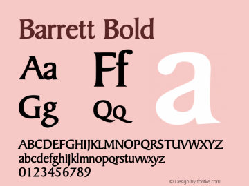 BarrettBold 1.0 Wed Jul 28 00:53:46 1993 {DfLp-URBC-66E7-7FBL-FXFA} Font Sample