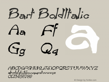 BartBoldItalic Altsys Fontographer 4.1 12/26/94 {DfLp-URBC-66E7-7FBL-FXFA} Font Sample