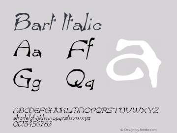 BartItalic Altsys Fontographer 4.1 12/26/94 {DfLp-URBC-66E7-7FBL-FXFA} Font Sample