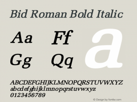 Bid Roman Bold Italic Version 1.000;PS 001.001;hotconv 1.0.38 {DfLp-URBC-66E7-7FBL-FXFA} Font Sample