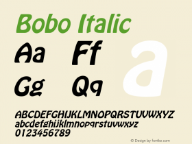 BoboItalic Altsys Fontographer 4.1 12/27/94 {DfLp-URBC-66E7-7FBL-FXFA} Font Sample