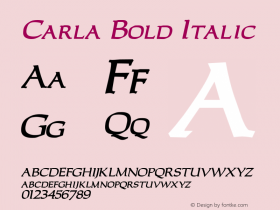 CarlaBoldItalic 1.0 Mon Jul 26 22:05:31 1993 {DfLp-URBC-66E7-7FBL-FXFA} Font Sample