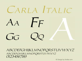 CarlaItalic 1.0 Mon Jul 26 22:02:06 1993 {DfLp-URBC-66E7-7FBL-FXFA} Font Sample