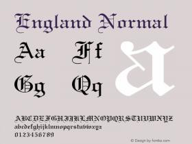 EnglandNormal Altsys Fontographer 4.1 12/22/94 {DfLp-URBC-66E7-7FBL-FXFA} Font Sample