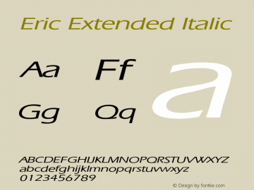 EricExtendedItalic Altsys Fontographer 4.1 1/27/95 {DfLp-URBC-66E7-7FBL-FXFA} Font Sample