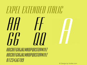 ExpelExtendedItalic Altsys Fontographer 4.1 12/29/94 {DfLp-URBC-66E7-7FBL-FXFA} Font Sample