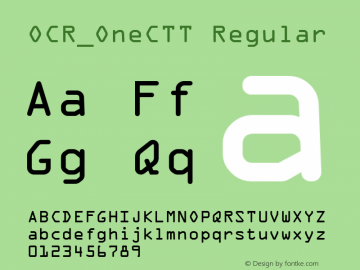 OCR_OneCTT Regular TrueType Maker version 3.00.00 Font Sample